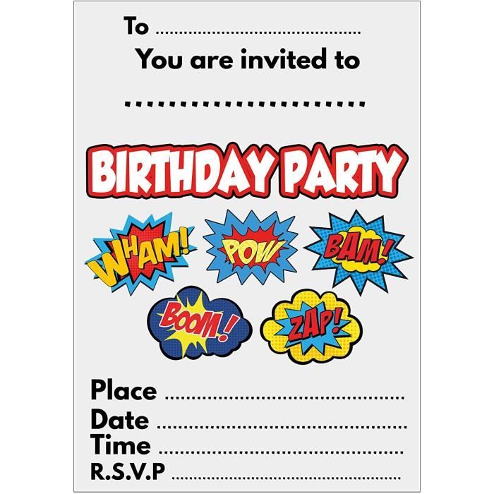 Lot De 6 Invitations Anniversaire Spiderman Avec Enveloppes - 12x12cm - Décorata Party
