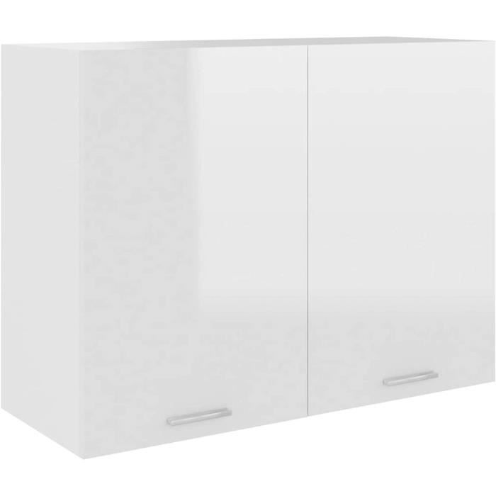 Armoire Murale de Cuisine Armoire de Rangement avec 2 étagères Blanc