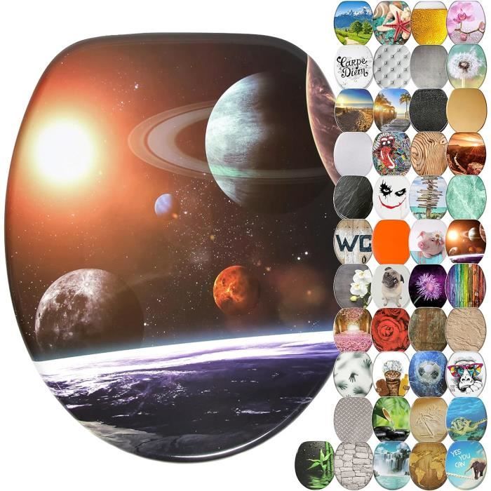 SINOBATH Abattant WC, Noyau En Bois MDF, Robuste, Avec Système D'abaissement Automatique, Montage Facile, Couvercle De WC L'amour