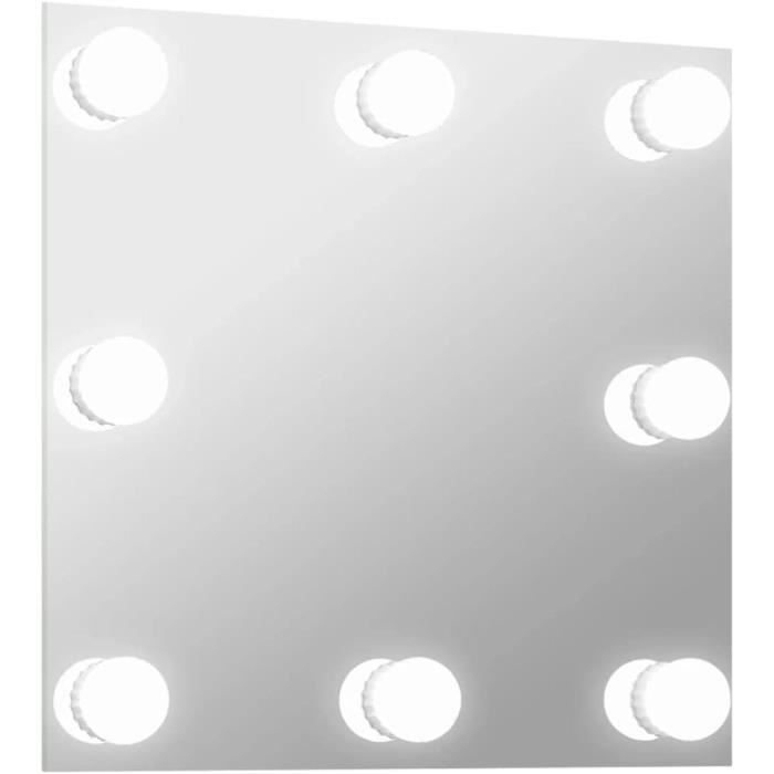 Miroir Mural Rond Avec LED - Miroir De Dressing & Maquillage - 50 Cm - Blanc Chaud/Froid