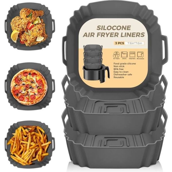 Moules Silicone Air Fryer - Lot De 8 Pièces Noires | Réutilisables Pour Muffins, Cupcakes Et Pâtisseries