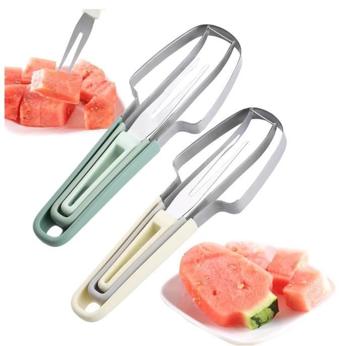Coupe Pastèque, Couteau à Pastèque 3 En 1 Découpe Pastèque En Acier Inoxydable Pastèque Tranche Coupe Pasteque Coupeur De Fruits Pour Pastèque Melon Papaye Fruit Du Dragon Vertbeige P 200861