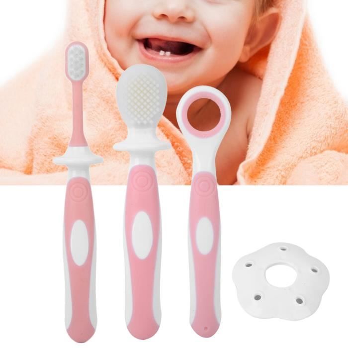 Brosse A Dents Bebe Enfants Soins Bucco Dentaires De Formation En Silicone Souple Double Face Rose Rac Cdiscount Puericulture Eveil Bebe