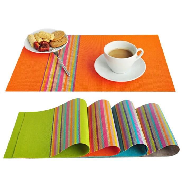 6PCS Sets de Table Lavables PVC Placemats Dining Table Sets Résistant à la Chaleur Antidérapant