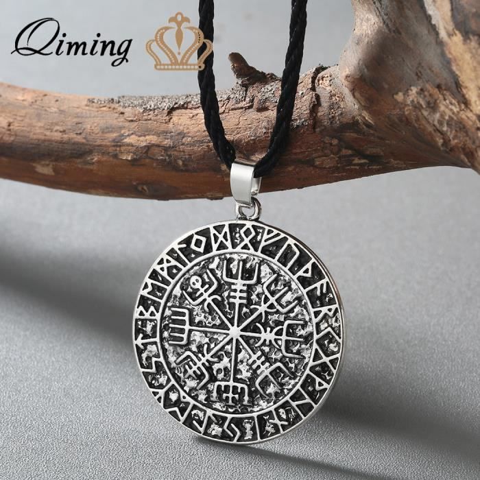 Collier Homme Acier Inoxydable Collier Viking Vegvisir Argent
