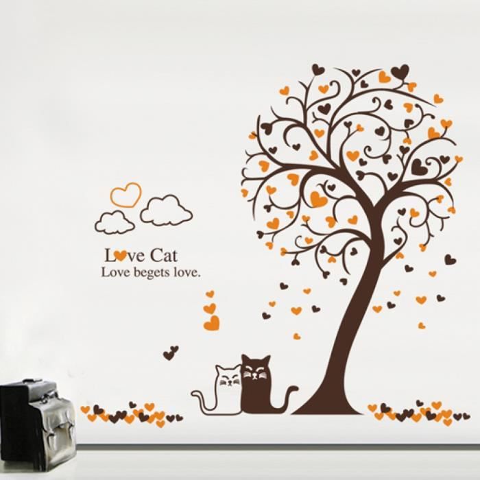 3d Papier Grand Dessin Anime Enfant Bebe Amour Arbre A Chat Sticker Adhesifs Muraux Fee Chambre Stickers Decoration Decoration Salo Cdiscount Maison