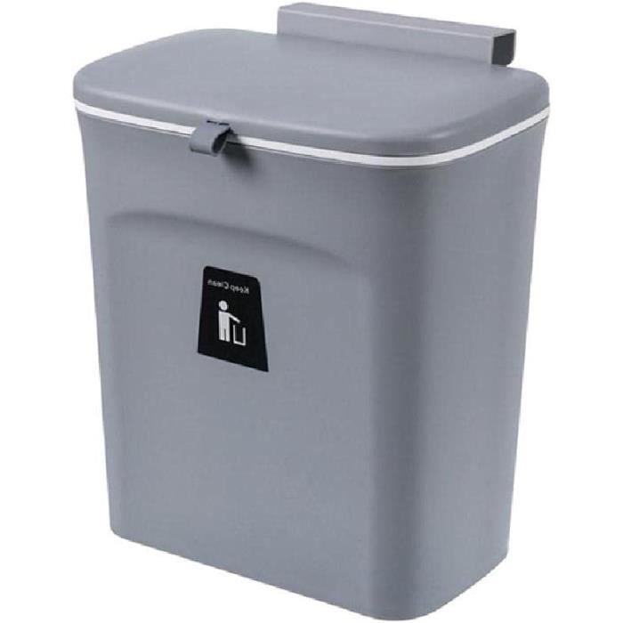 AJW-Poubelle Suspendue de Cuisine Murale de Porte de ménage avec Couvercle Petite Poubelle montable sur Armoire Seau en Plasti[773]