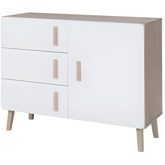 MEUBLORAMA - Buffet enfilade bahut OSLO petit modèle. Meuble design type SCANDINAVE. Effet ultra tendance pour votre salon