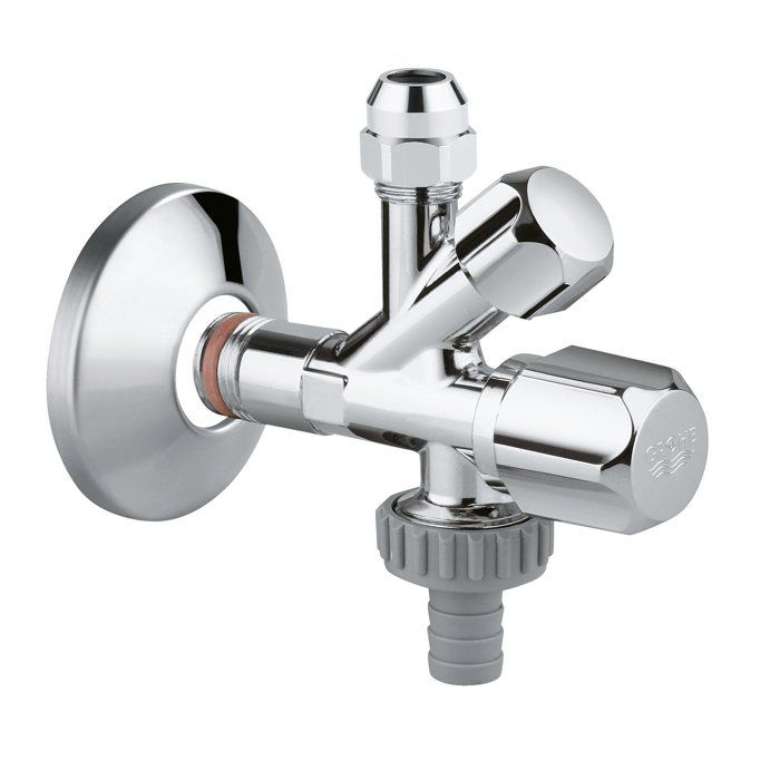 ROBINET EQUERRE DE SECURITE 1/2&quot SORTIE 3/8&quot SERIE ORIGINAL WAS CHROME GROHE FRIEDRICH