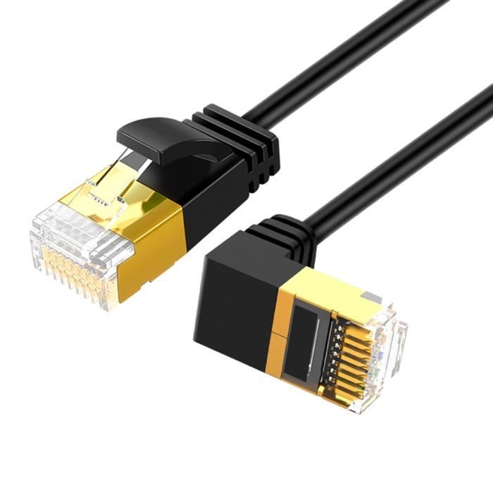 Ototon® 1M CAT 7 Câble Ethernet RJ45 Superfine Câble Réseau Coudé 90 Degrés  10 Gbps 600MHz Pour PC TV Box Routeur - Gauche, 1M - Cdiscount Informatique