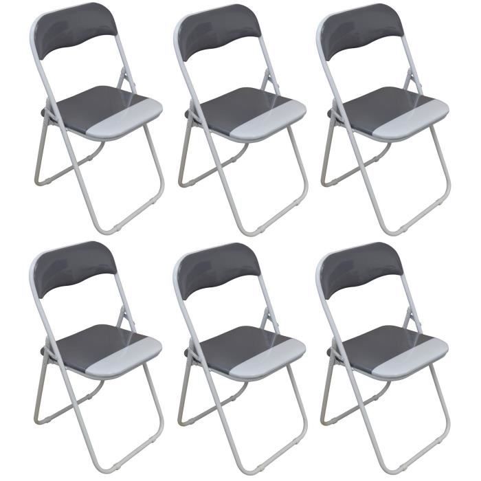 Chaise pliante rembourrée  pour le bureau  gris clair/blanc  lot de