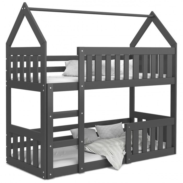 Lit Superposé Cabane Mini 90x190 Gris - gris Lit Superposé Cabane Mini 90x190 Gris - gris