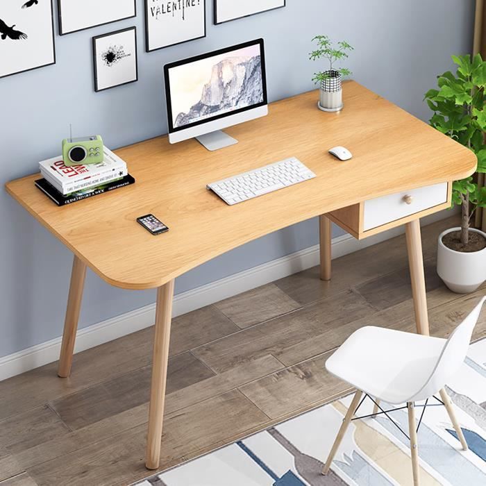 80 x 48 x 75 cm Blanc//Noir Tenzo Tell Bureau Bois