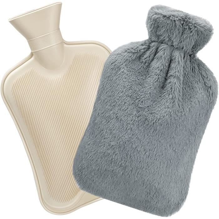Homealexa Bouillotte Eau Chaude 2 Litres avec Caoutchouc Naturel et Housse Fausse Fourrure