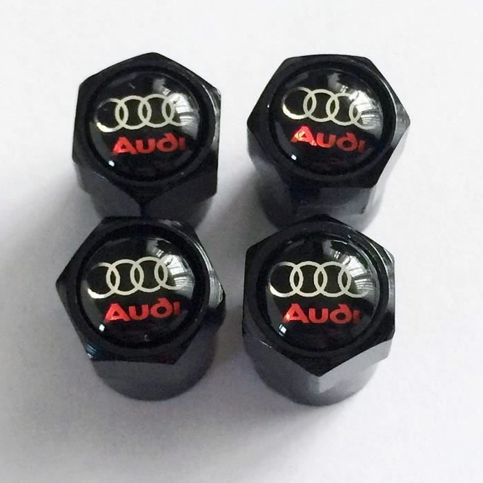 Czlpv Noir de voiture de roue Pneu Bouchons de valve Logo S Pneu Stem Air  Caps Keychain Style pour Audi - 
