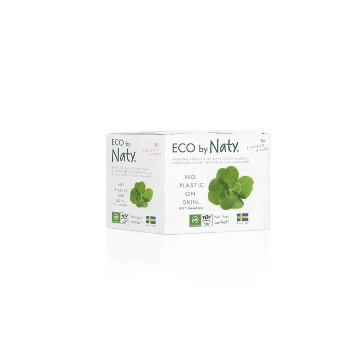 Eco by Naty , coussinets dallaitement, 30 coussinets. Ultra absorbants, compostables, fabriqués à partir de bambou,