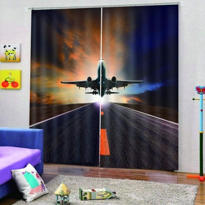 HJMIPV Rideaux Occultants 2 Pièces, Motif Motif De Feuille Verte - 3D Imprimé Occultants