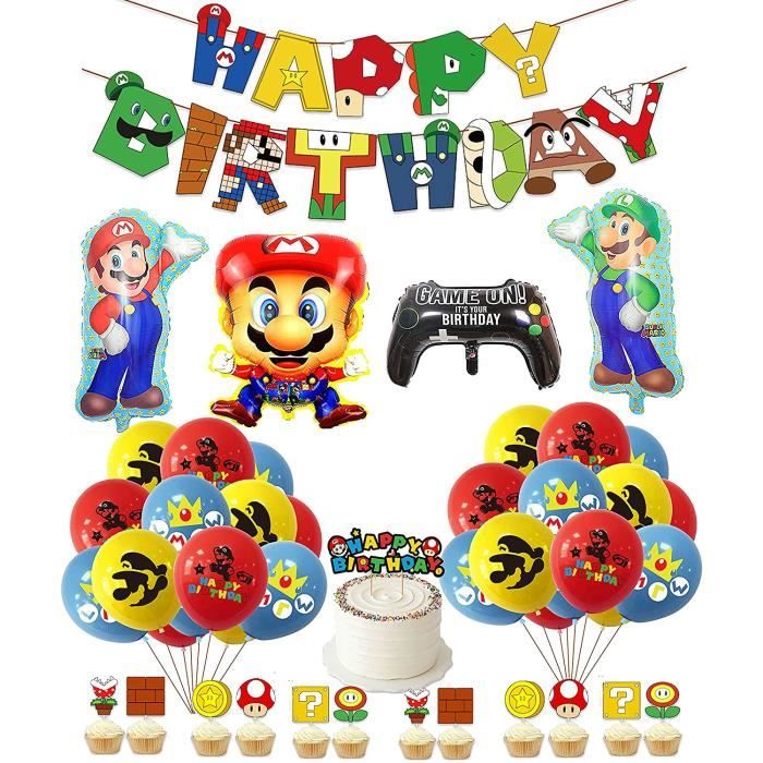 Super Mario Bannière Ballons Buntings GUIRLANDES Joyeux anniversaire Décorations de fête