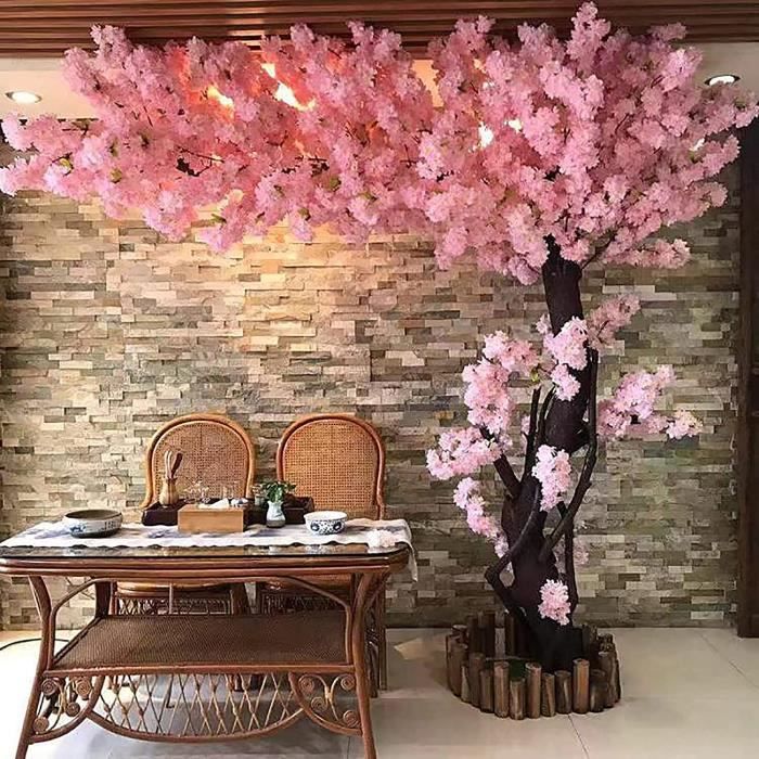 Arbre Cerisier Artificiel LED 180 Cm - Fleurs Soie Rose - Décoration Intérieur/Extérieur - Mariage