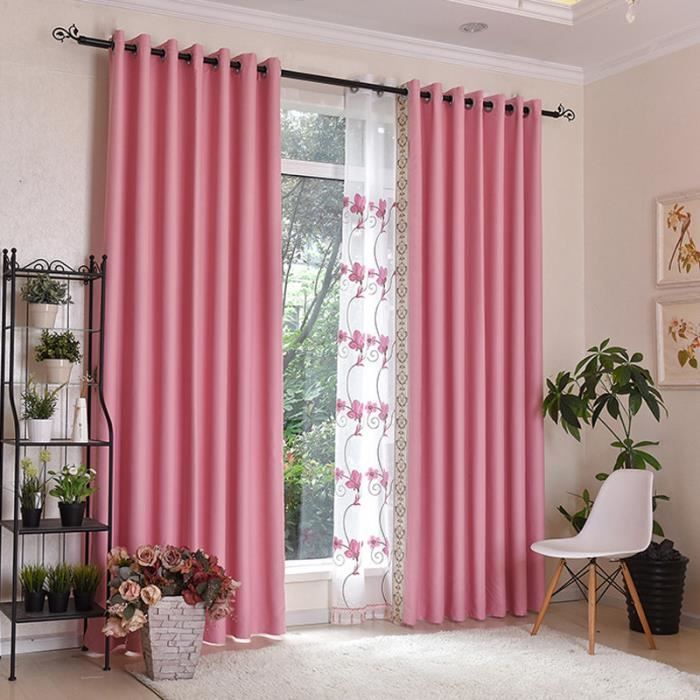 YOOSING Rideau Occultant Thermique 200x200cm - Opaque, Phonique - Œillets Argentés - Rose