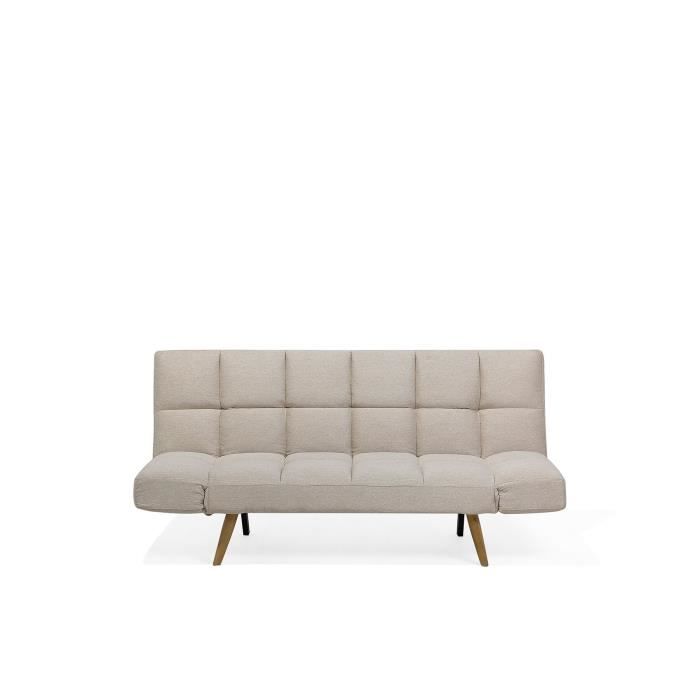 canapé clic-clac beige ingaro - beliani - convertible - style scandinave et moderne - accoudoirs réglables