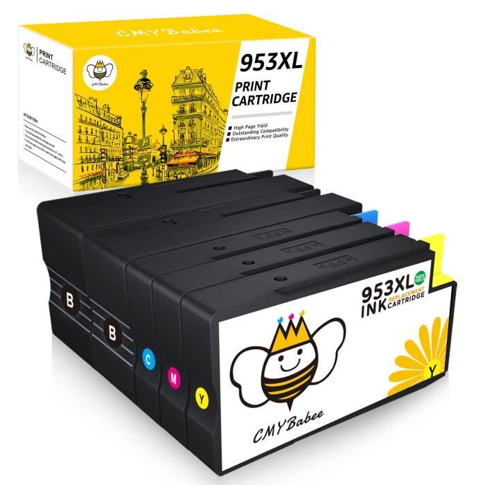 Cartouches D'encre 953XL Reconditionnées - 4 Pack (Noir, Cyan, Magenta, Jaune) Pour HP OfficeJet Pro 8720, 8730, Etc.