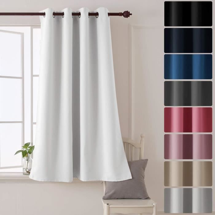 Deconovo Rideau Chambre Decorative Super Soft Oeillets Rideau Occultant A Oeillet Fenetre Rideau Pour Bebe Garcon 132x160cm Blanc Cdiscount Maison