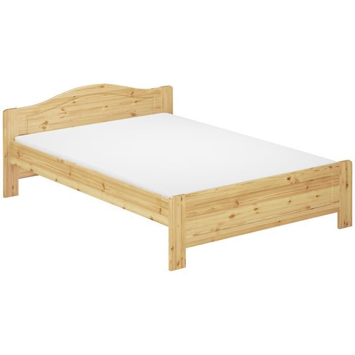 Lit double classique pin massif naturel 140x200 lit adulte y compris sommier et matelas 60.37-14M Lit double classique pin massif naturel 140x200 lit adulte y compris sommier et matelas 60.37-14M