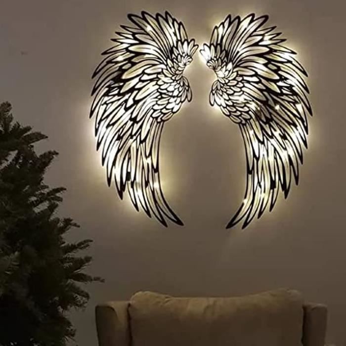 Grandes Ailes D'ange Murales En Métal - Style Shabby Chic Vintage - 100 X 102 Cm