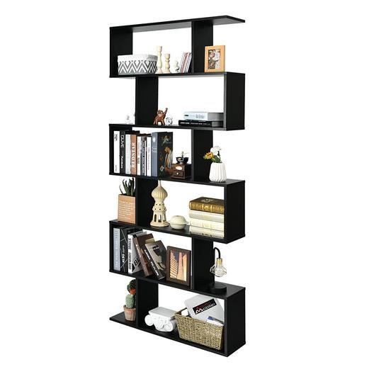GIANTEX Étagère Bibliothèque en Bois à 6 Niveaux80x23x191CMMeuble Rangement Noir avec Patins AntidérapantsStyle Moderne