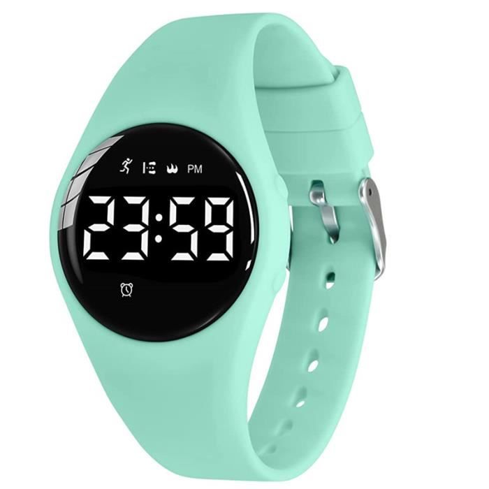 Montre Digitale Enfant avec Chronomètre, Eclairage, Alarme, Date,  Podomètres Marche Non Connecté - Montres Sport pour Fille Garçon avec  Bracelet en Silicone