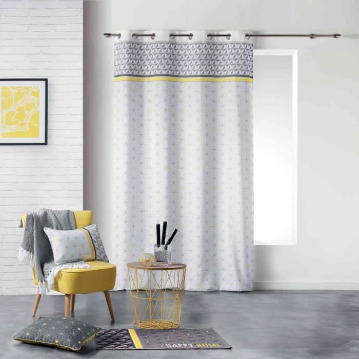Rideau Tamisant Inspiration Scandinave Jaune 140 X 260 Cm