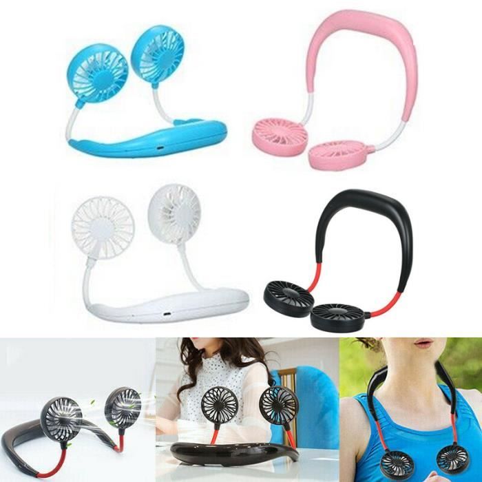 Mini Ventilateur Portable - USB Rechargeable - 1200mAh - Suspendu - Bleu - 45 dB - Lovebay