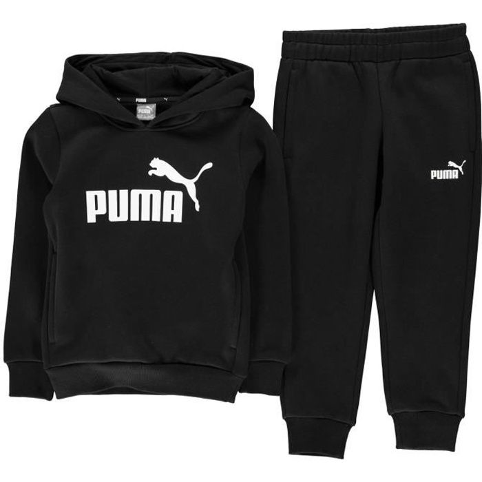 Puma Enfant Garçon Ensemble Survêtement En Polaire Noir/blanc