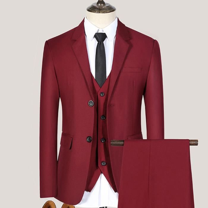 Costume 3 Pièces Homme En Velours Violet - Veste, Gilet, Pantalon, Taille 36 à 54, Mariage/Fête