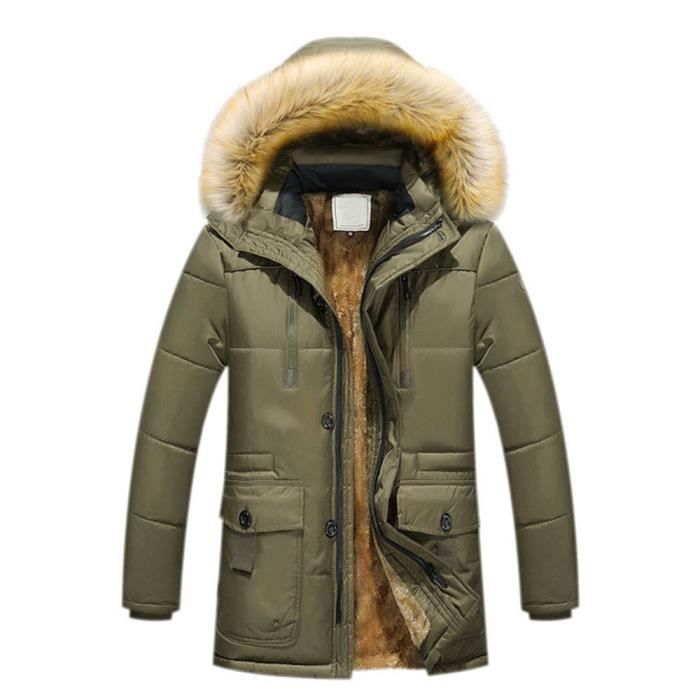 Manteau D'hiver Homme à Capuche Avec Garniture Laine - Coupe Ample Chaude | Pour Sorties Urbaines Et Randonnées