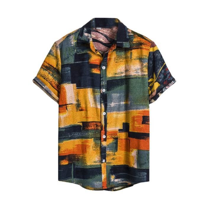 Berrykey Chemise Manches Courtes Pour Homme - Style Hawaïen - Noir