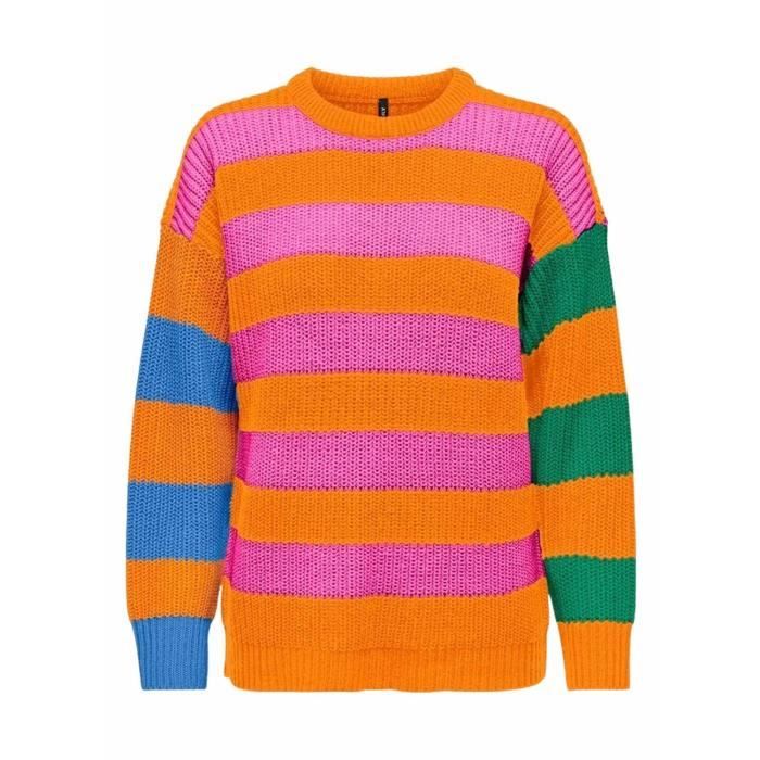 Pull Colorblock Pull Only Nicci Colorblock pour Femme Multicolor Multicolore ...