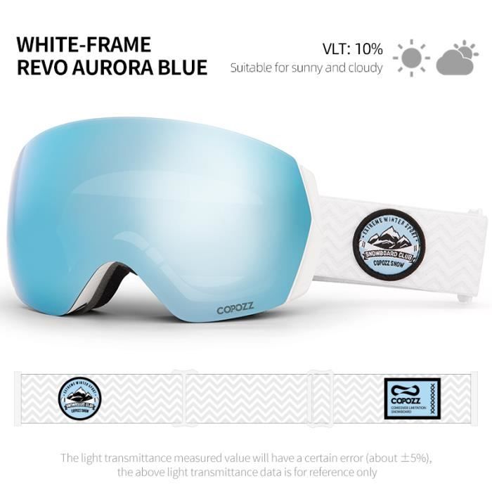 Lunette De Soleil Enfant KTEBO Lunettes De Ski OTG - Anti-buée Protection UV - Compatible Lunettes De Vue - Argenté Lunettes De Ski Anti-buée