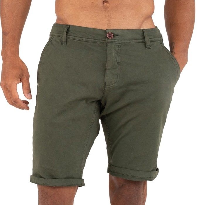 Von Dutch Bermuda homme coton, short homme chino BARRY, coupe droite - vert taille 2XL
