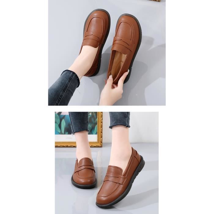 Mocassin Femme Bout rond confort vintage d un pied etrier semelle