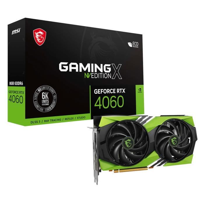 Carte graphique - MSI - GeForce RTX 4060 GAMING X NV EDITION - 8 Go GDDR6 - DLSS 3 - HDMI/DisplayPort