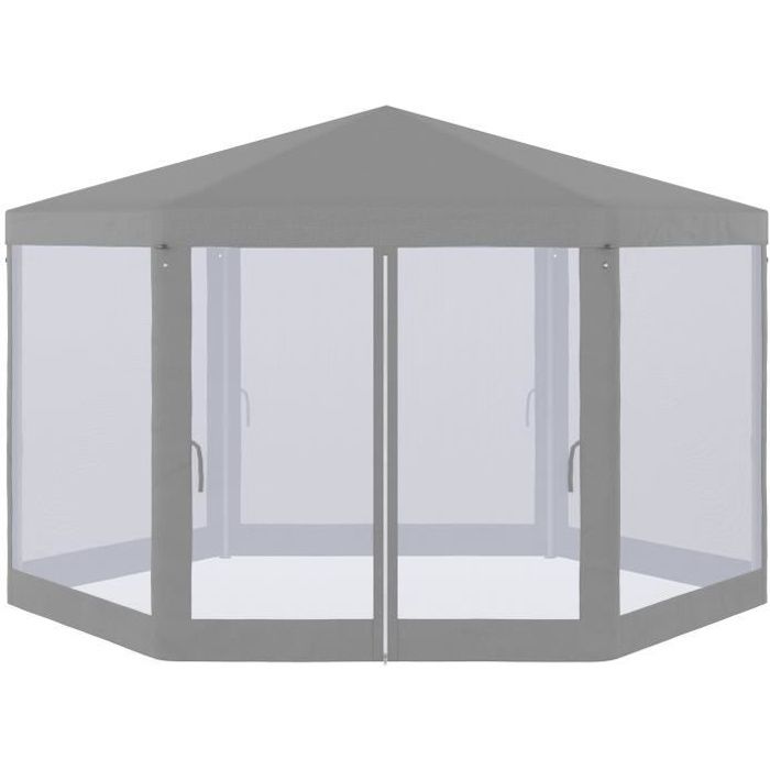 Tonnelle barnum tente de réception hexagonale style cosy métal polyester imperméabilisé surface env. 10 m² gris 400x350x250cm Gris