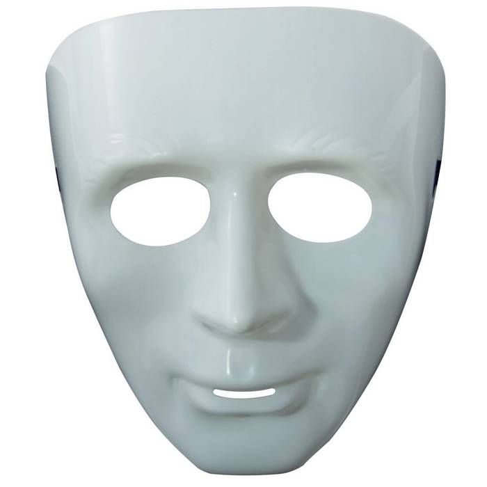 P'tit Clown - 23520 - Masque Adulte Rigide Anonyme Blanc
