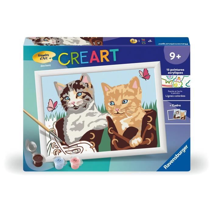 CreArt Kids 18x24cm Numéro dArt Chatons et Chaussures Kit de peinture par numéros Numéro dArt Dès 7 ans 25528 Ravensburger