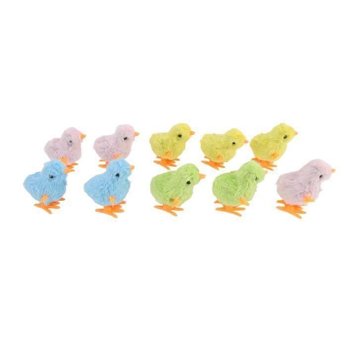 Meilleurs prix pour Like-Jouet poussin mécanique 10 pcs Clockwork Poussin Jouet Mignon Amusant Coloré Poussin En Peluche Hopping Wind Up Jouet pour