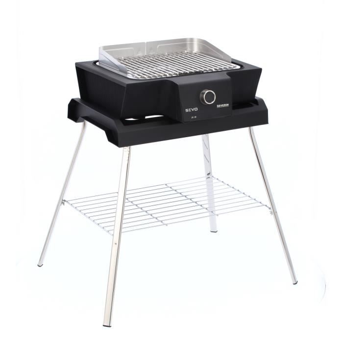 SEVERIN Barbecue sur pieds SEVO GS 3 0° à 500°C en 10 min bac à eau réducteur de fumée et d'odeurs pare vent PG8119