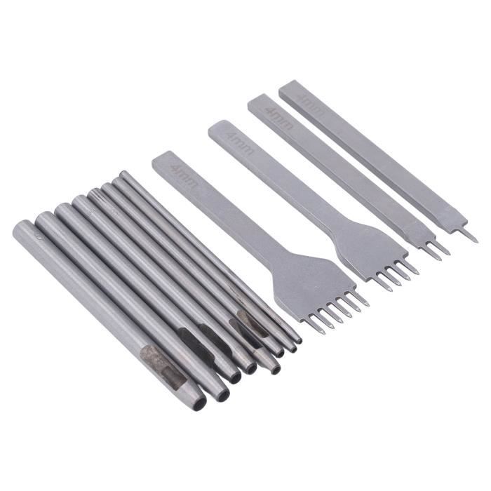 Poinçon Losange Pour Cuir - Lot De 3 Tailles (3,4,5-6 Mm), Manche Bois, Acier Haute Dureté, Pour Maroquinerie