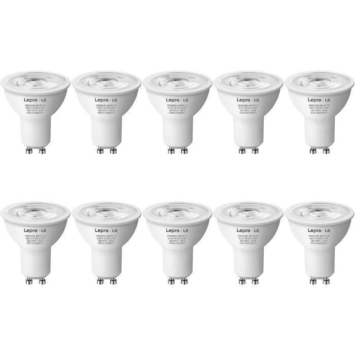 Lepro Ampoule LED GU10, Ampoule GU10 4W Blanc Chaud 2700K, Équivaut 50W  Halogènes, 345lm, 36° Faisceau Étroit, Lot de [544] - Cdiscount Maison