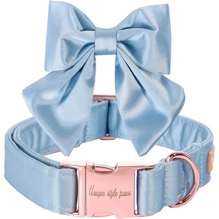 Meilleurs prix pour Unique style paws Collier de chien de couleur e en soie réglable durable avec nœud papillon de mariage pour grands chiens85